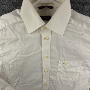 Eton Button Up Shirt White Long Sleeve Wrinkle Free Cotton Pocket Size 14.25